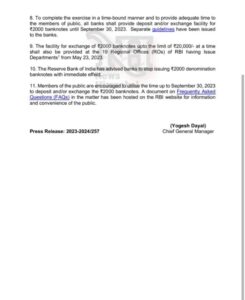 RBI Notification Regarding  2000 Thousan Note