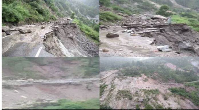 ब्रौनी खड्ड में भूस्खलन से हाईवे बंद