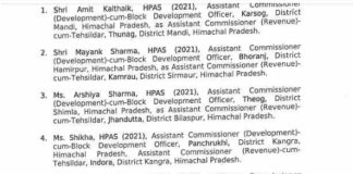 हिमाचल में आठ एचएएस अधिकारियों के तबादले, नोटिफिकेशन जारी 