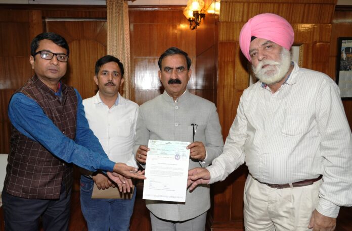 Cheque 11 Lakhs by Shri J. Singh, General Manager and Shri P. Bose, Executive (Finance) of Ganpati Ropeways Private Ltd., Sri Naina Devi ji, Cheque 11 Lakhs by Shri J. Singh, General Manager and Shri P. Bose, Executive (Finance) of Ganpati Ropeways Private Ltd., Sri Naina Devi ji,